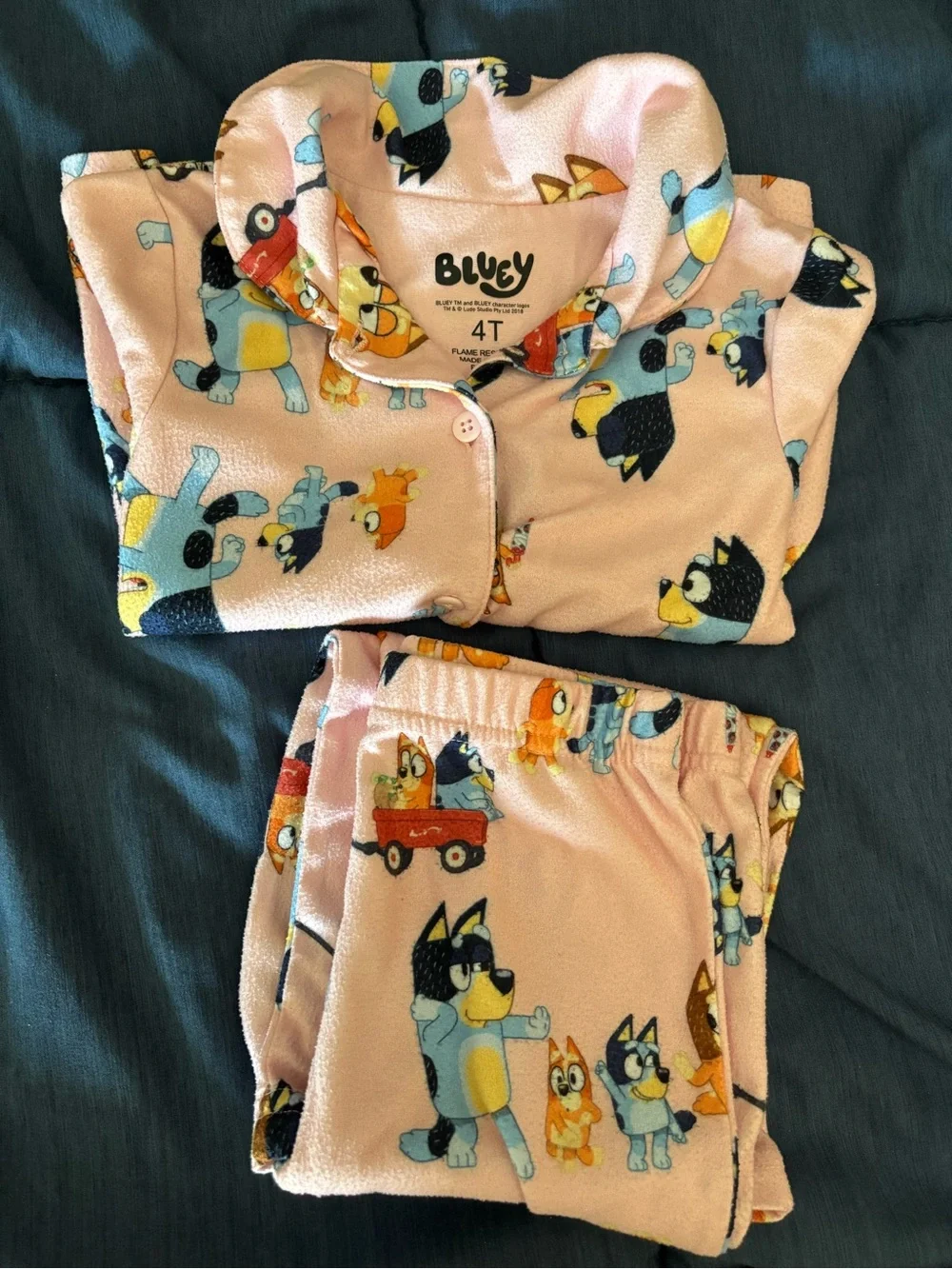 Bluey Pink Fleece Pajama Set for Kids - 4T